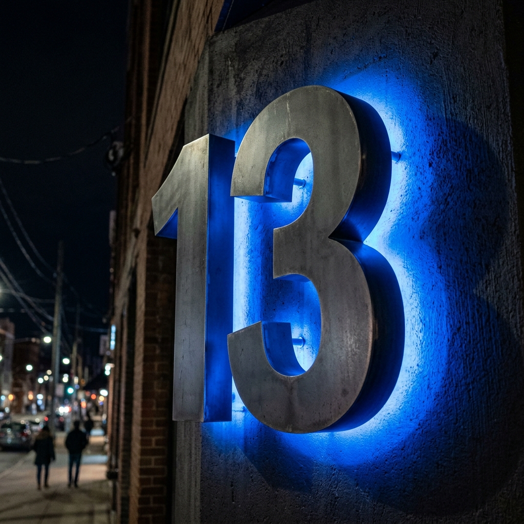 Number 13 Backlit Sign